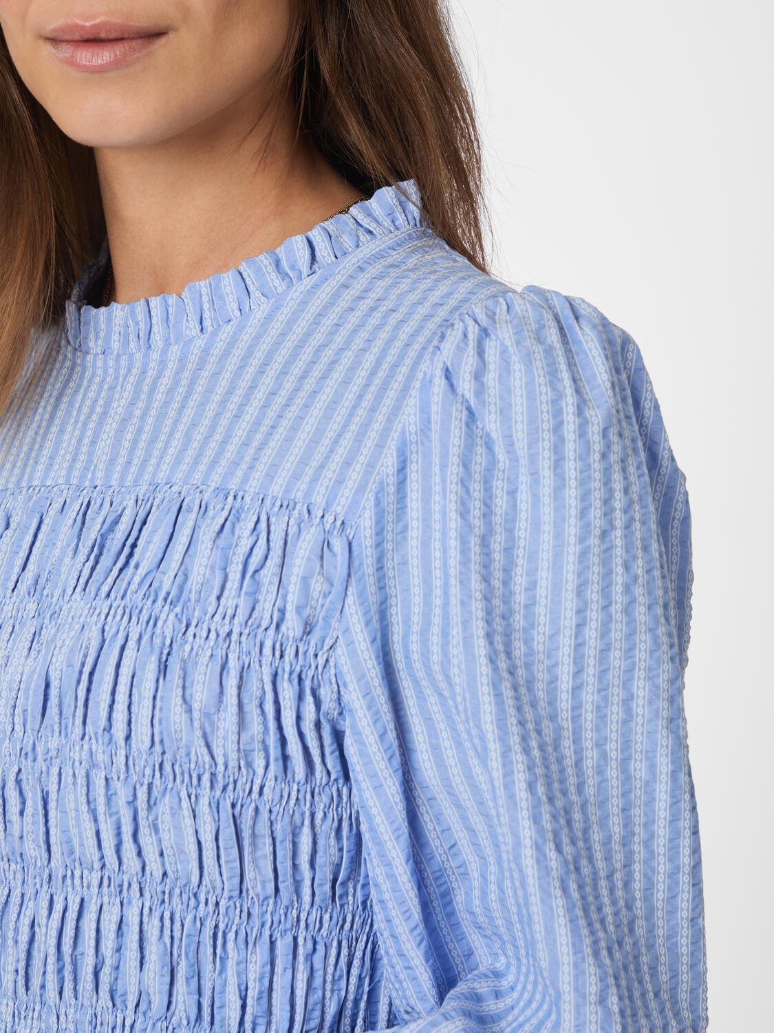 Possa Twist Stripe bluse - Light Blue